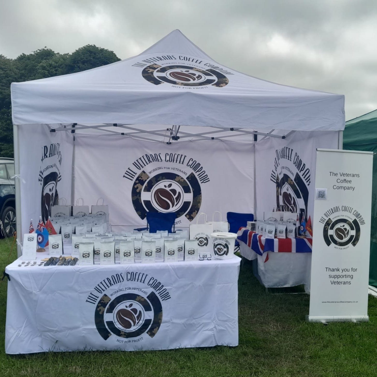 The Veterans Coffee Company stand set up at a trade show